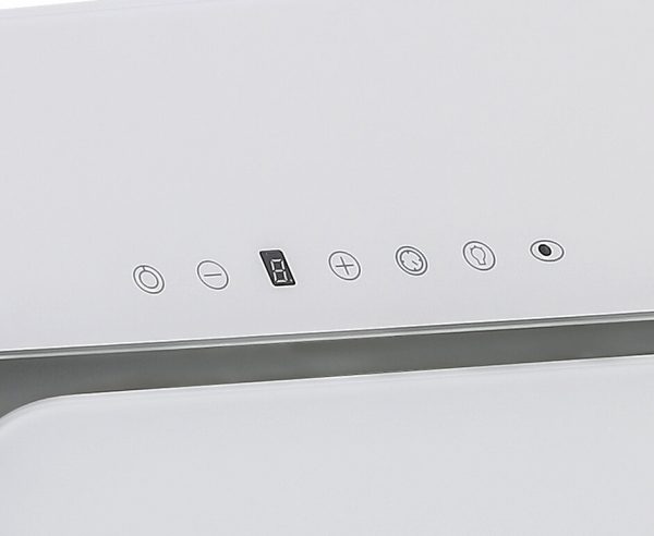 Hota aragaz din sticla alba decorativa silentioasa si puternica Kugerr D8 – panou de control