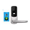 Incuietoare Inteligenta, Broaste, Yale, zavor butuc maner ULTRALOQ UL 3 BT Smart, Satin Nickel amprenta, cod, cheie, Bluetooth, smartphone app iOS, Android, pentru cazare in regim hotelier Airbnb, deschidere interschimbabila