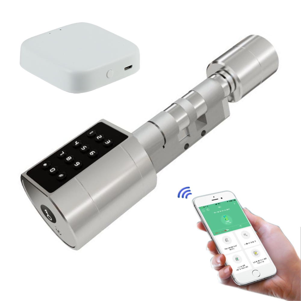 Pachet Cilindru Incuietoare inteligenta, AMA 2H Smart, 75 – 100 mm, Silver + Bridge Wifi