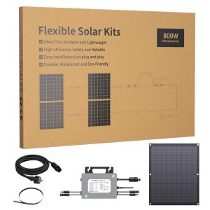 kit panouri fotovoltaice flexibile 800 W, on grid, cu micro inverter 800W exterior cutie
