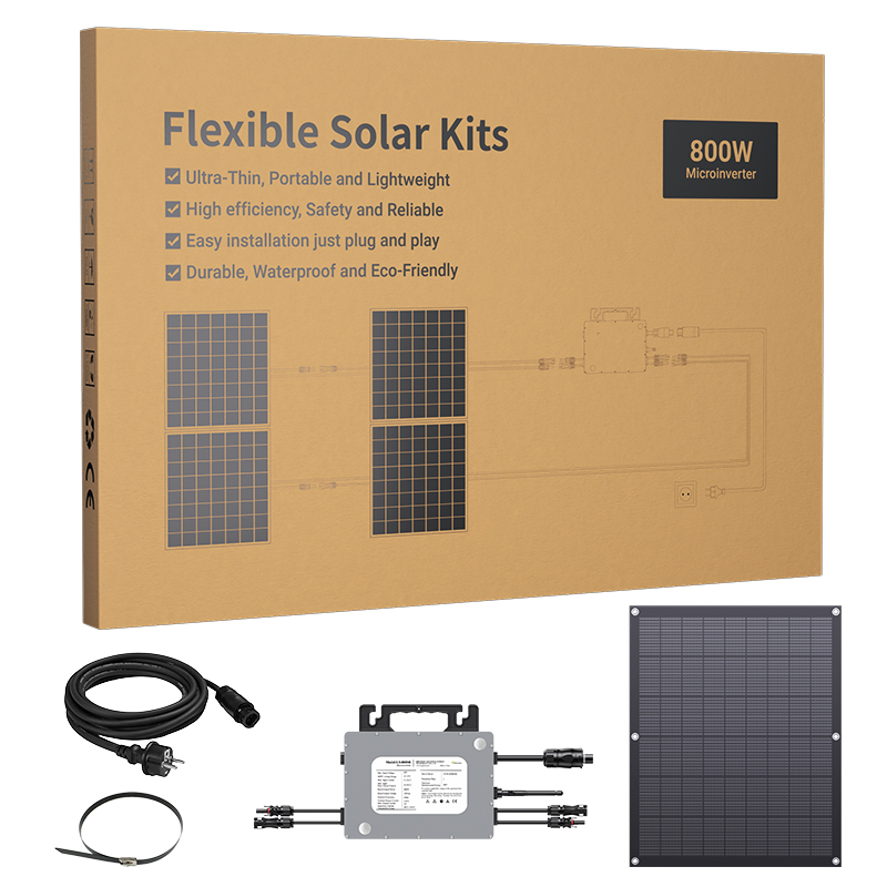 Kit Panouri Fotovoltaice❤️ Flexibile 800 W, on grid, 4 AMA SOLAR FLEX 200W + Micro Inverter Solar, 800 W, AMA Lionshee LS-800