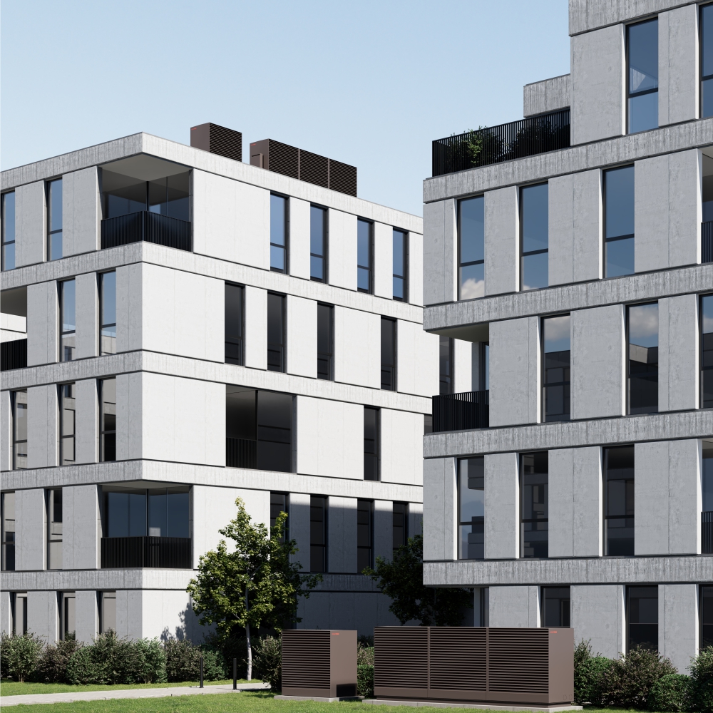 Pompe de caldură aer apa, Multi Rezidentială, Premium, Unitate externă Kronoterm ADAPT MAX, 6-18 Kw, Negru Antracit hotel