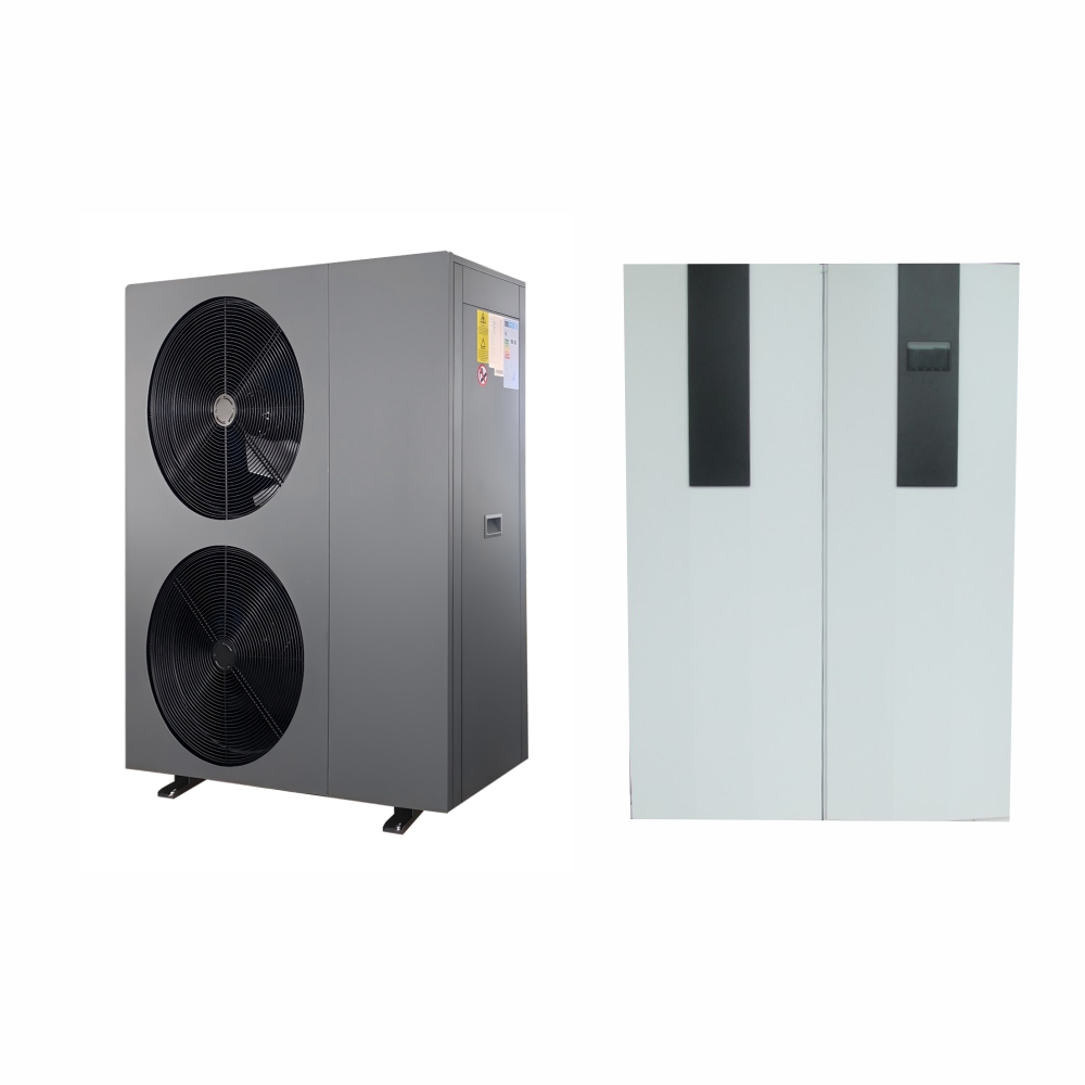 Pompă caldură aer apa Rezidentiala Unitate externa Monobloc doua ventilatoare Ambianzza R290 DC Inverter, 7-24 Kw + Ambianzza Hydro boiler AMA 2