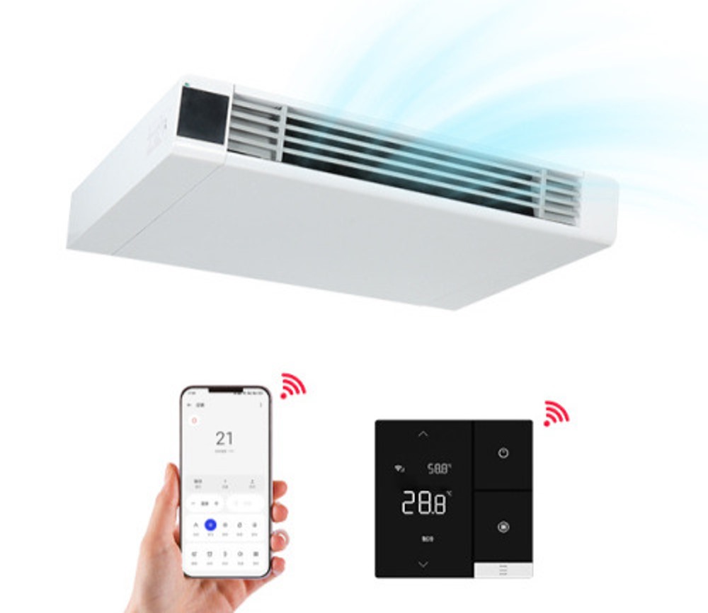 ventiloconvector perete Ultra Thin Ambianzza YG 10 alb 1500 w controler LCD termostat Wifi montaj pe tavan