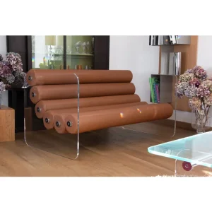 Canapea Foisor colectie KUUMO MW02 perne maro panouri laterale transparente PMMA sau sticla