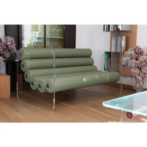 Canapea Gradina colectie KUUMO MW02 perne verzi panouri laterale transparente PMMA sau sticla