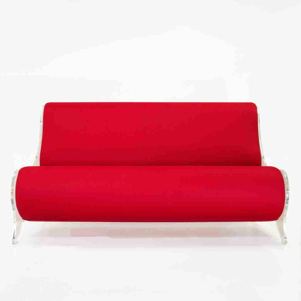 Canapea Terasa colectie KUUMO MW06 perne rosii laterale panouri transparente PMMA