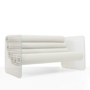 Canapele de Gradina colectie KUUMO MW02 perne albe cannage panouri laterale PMMA transparente sau sticla