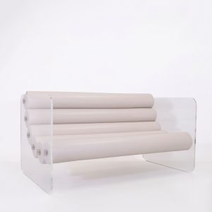 Canapele Gradina colectie KUUMO MW02 perne albe panouri laterale PMMA transparente sau sticla