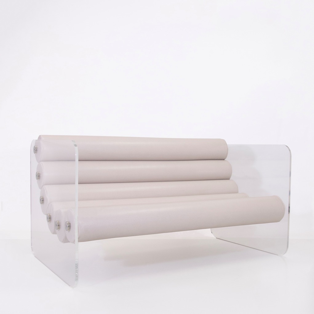 Canapele Gradina❤️ colectie KUUMO MW02, perne albe, panouri laterale transparente PMMA sau sticla