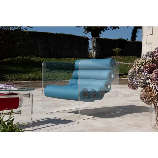 Fotolii Moderne Living, colectie KUUMO MW02, perne verde-albastru turcoaz, cotiere laterale, PMMA, panouri transparente