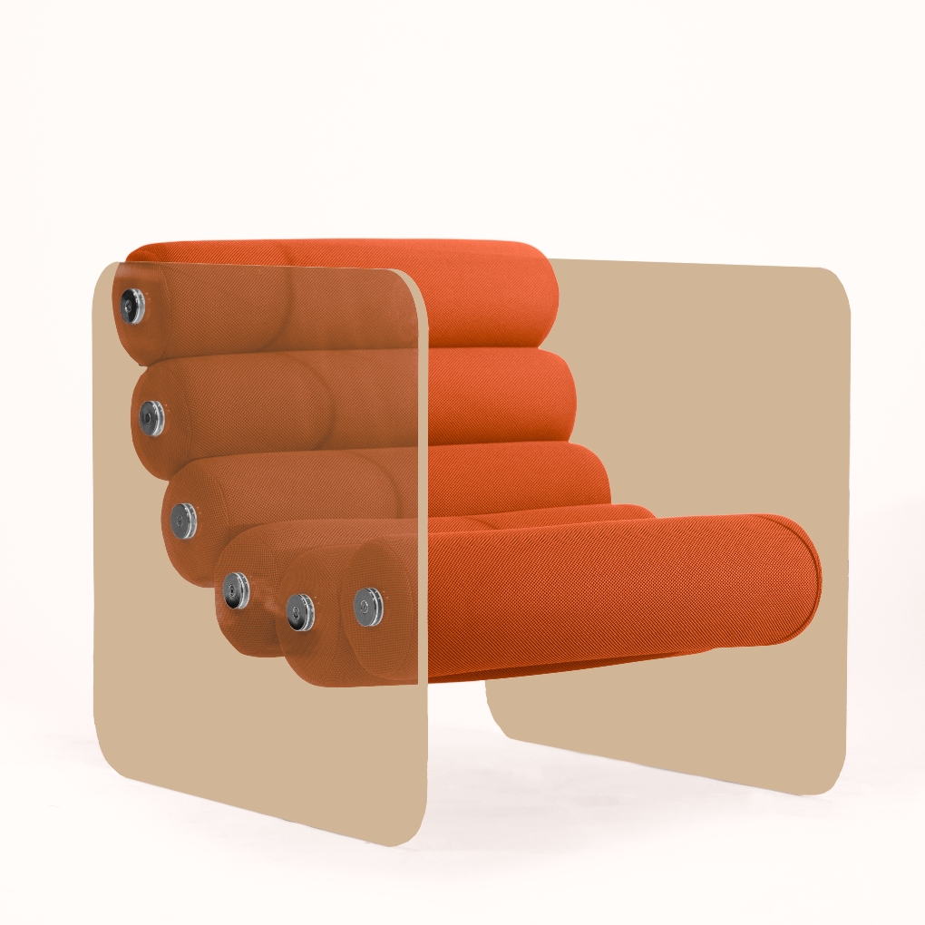 Fotoliu Gradina colectie KUUMO MW02 perne Orange cotiere PMMA panouri bronz fumuriu