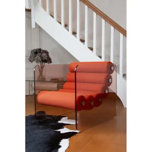 Fotoliu Gradina colectie KUUMO MW02 perne albastre Orange cotiere laterale PMMA panouri transparente