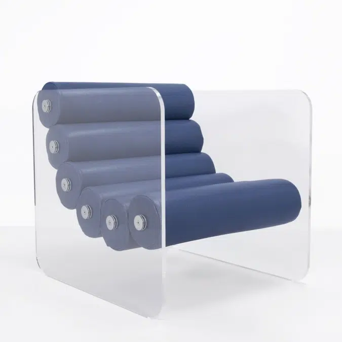 Fotoliu Terasa colectie KUUMO MW02 perne albastre Bleu Marin cotiere laterale PMMA panouri transparente