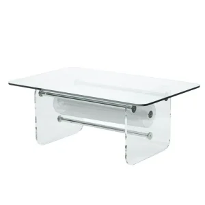 Masuta Cafea Alba colectie KUUMO MW perna alba laterale PMMA blat sticla transparent