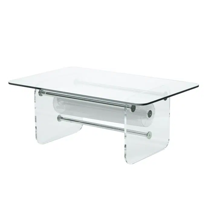 Masuta Cafea Alba colectie KUUMO MW perna alba laterale PMMA blat sticla transparent