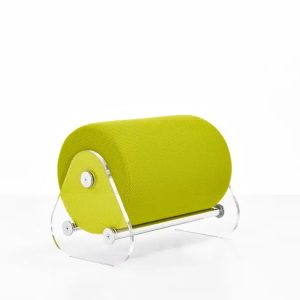 Pouf gradina colectie KUUMO MW06 bancheta galbena lungime 50 cm panouri laterale transparente PMMA sau sticla 45 grade