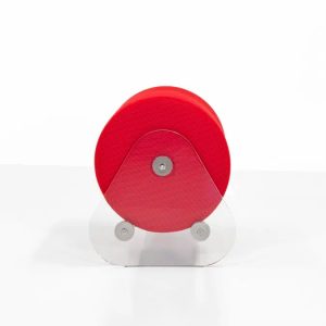 Taburet Puf colectie KUUMO MW06 banchete rosii lungime 50 cm laterale panouri transparente PMMA sau sticla