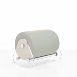 Taburet alb colectie KUUMO MW06 bancheta alba lungime 50 cm panouri laterale transparente PMMA sau sticla