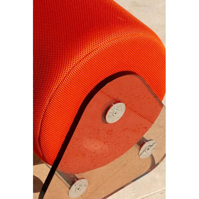 Taburet Gradina colectie KUUMO MW06, bancheta orange lungime 50 cm, panouri transparente laterale, PMMA sau sticla