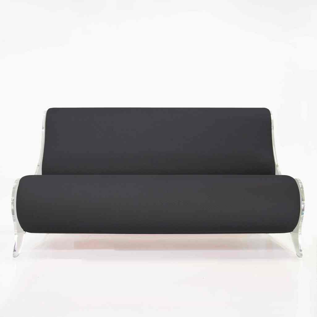 Canapele living moderne colectie KUUMO MW06 perne negru antracit laterale panouri transparente PMMA