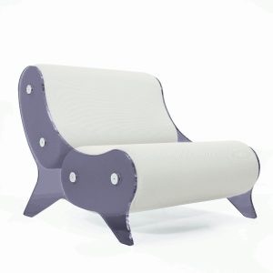 Fotolii de relaxare elegante KUUMO MW06 perne albe cotiere laterale PMMA panouri gri albastru fumuriu