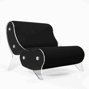 Fotoliu elegant colectie KUUMO MW06 perne negre cotiere laterale PMMA panouri transparente