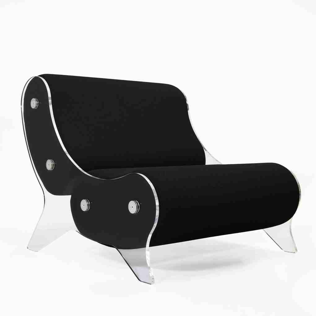 Fotoliu Elegant❤️ colectie KUUMO MW06, perne negre, cotiere laterale, panouri PMMA transparente, colorate sau sticla