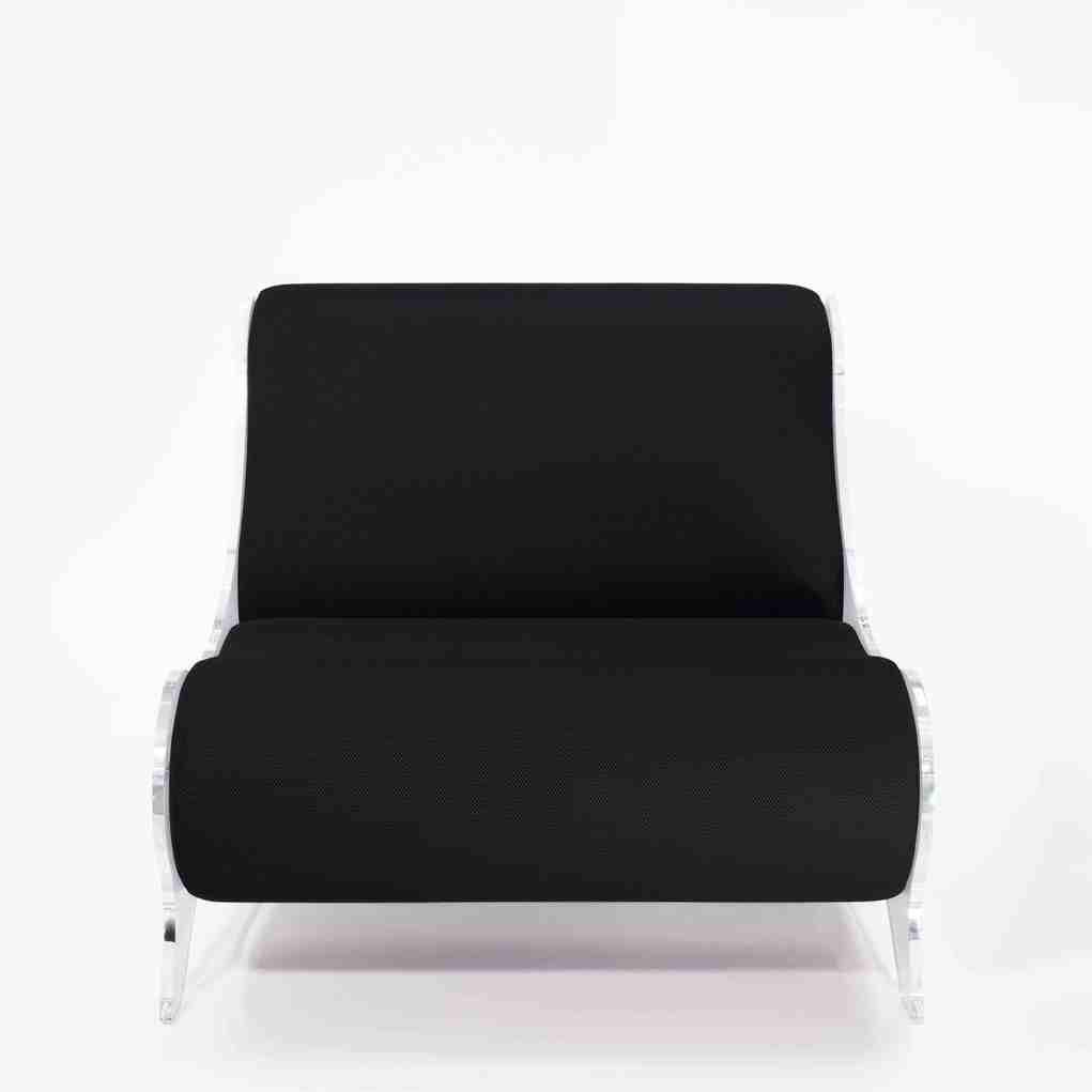 Fotoliu elegant colectie KUUMO MW06 perne negre cotiere laterale panouri transparente PMMA