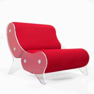 Fotoliu relaxare Terasa colectie KUUMO MW06 perne rosii cotiere laterale PMMA panouri transparente