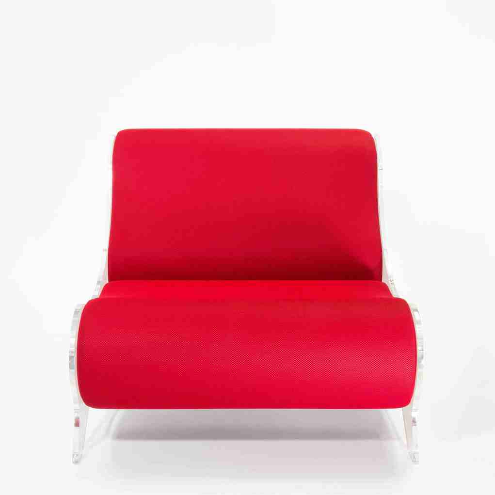 Fotoliu relaxare Terasa colectie KUUMO MW06 perne rosii cotiere laterale panouri ransparente PMMA