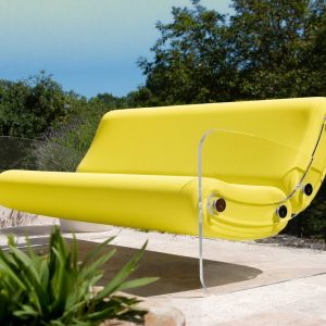 Canapea exterior colectie KUUMO MW03 perne galbeme laterale panouri PMMA transparente