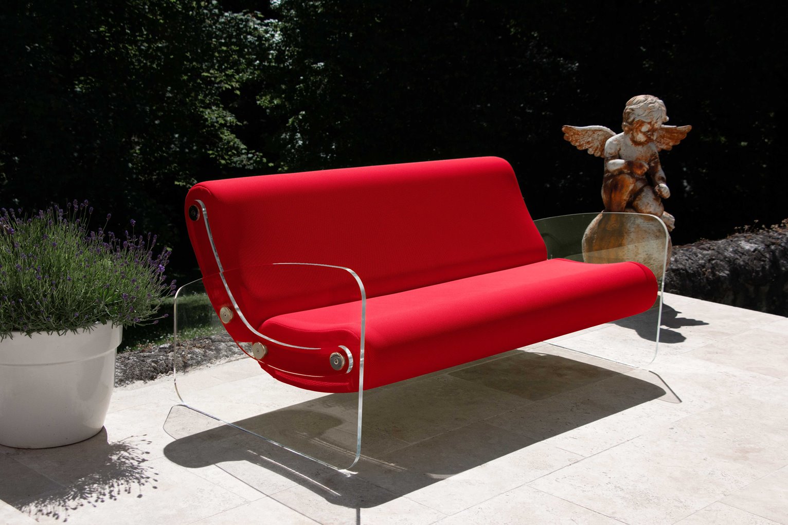 Canapea Hotel❤️ colectie KUUMO MW03, banchete rosii lungime 150 cm, laterale, panouri transparente PMMA sau colorate