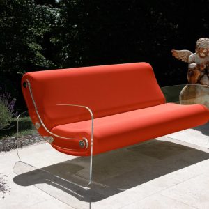 Canapea portocalie colectie KUUMO MW03 perne orange laterale panouri PMMA transparente