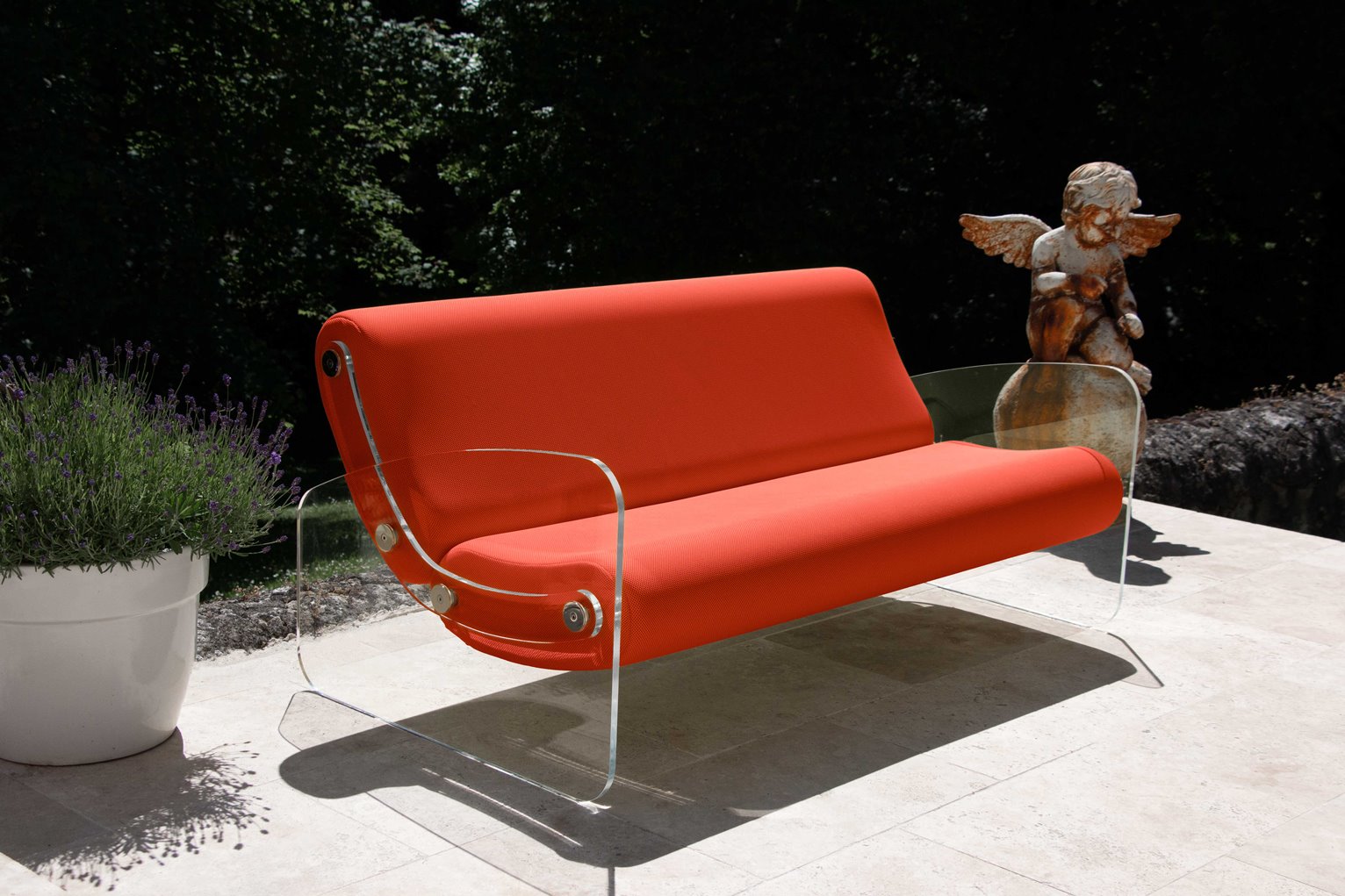 Canapea Portocalie❤️ colectie KUUMO MW03, banchete orange lungime 150 cm, laterale, panouri transparente PMMA sau colorate