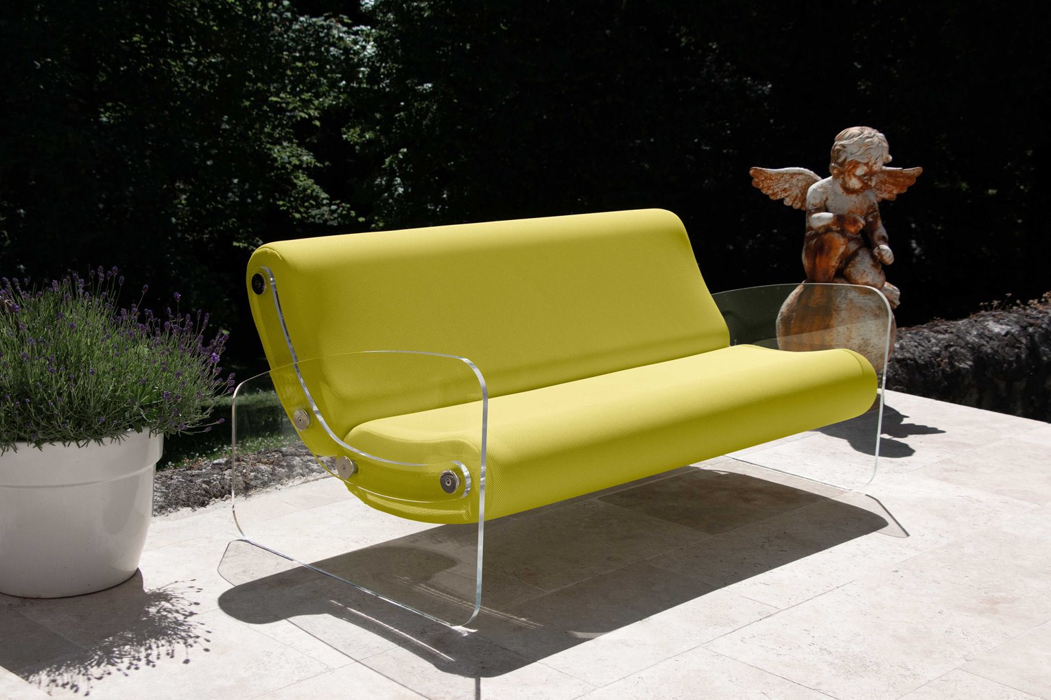 Canapea verde olive colectie KUUMO MW03 perne verzi olive laterale panouri PMMA transparente