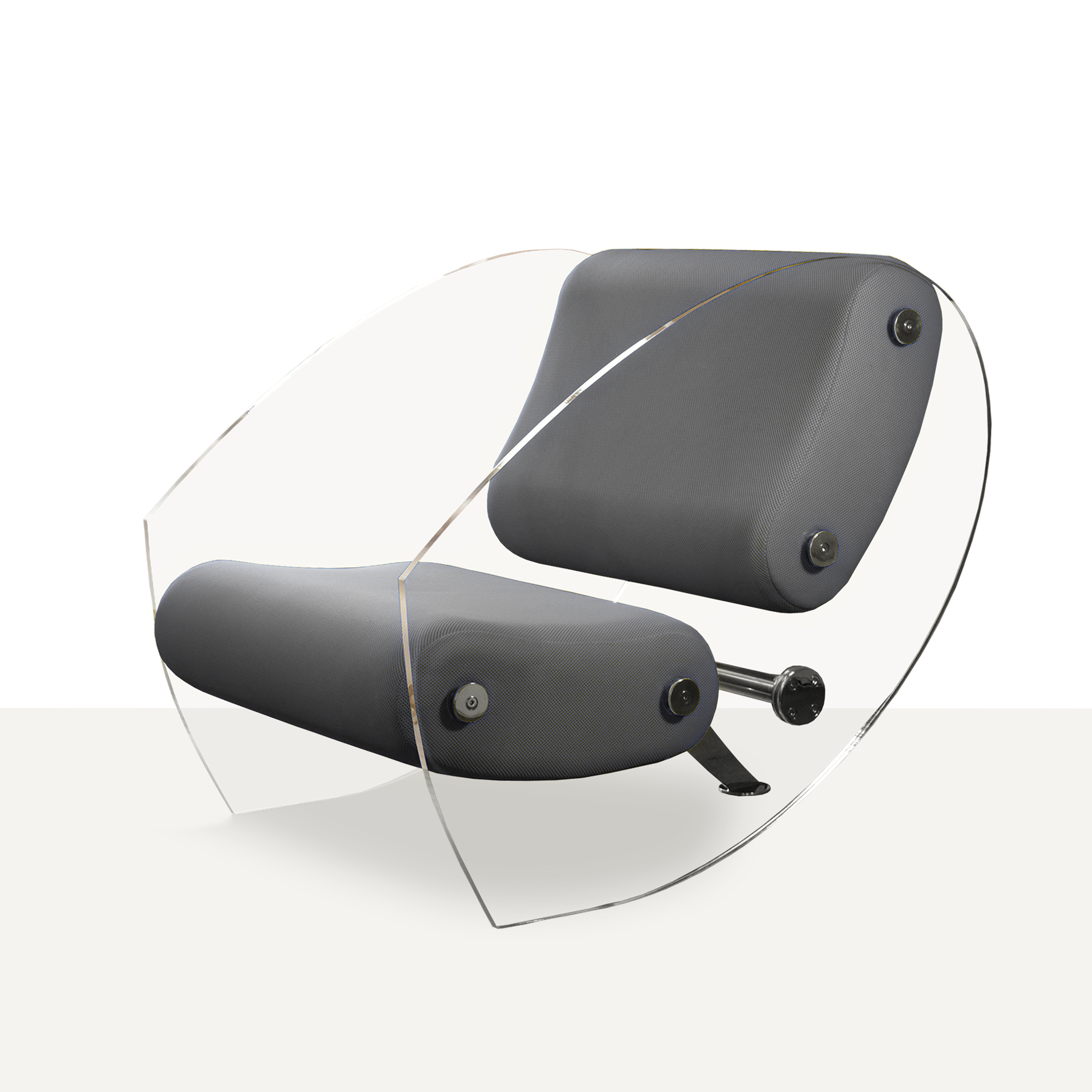 Fotolii gri KUUMO MW07 perne gri 70 cm cotiere laterale panouri PMMA transparente