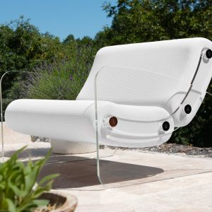 Fotolii relaxare colectie KUUMO MW03 sezut si spatare albe 90 cm cotiere laterale PMMA panouri transparente