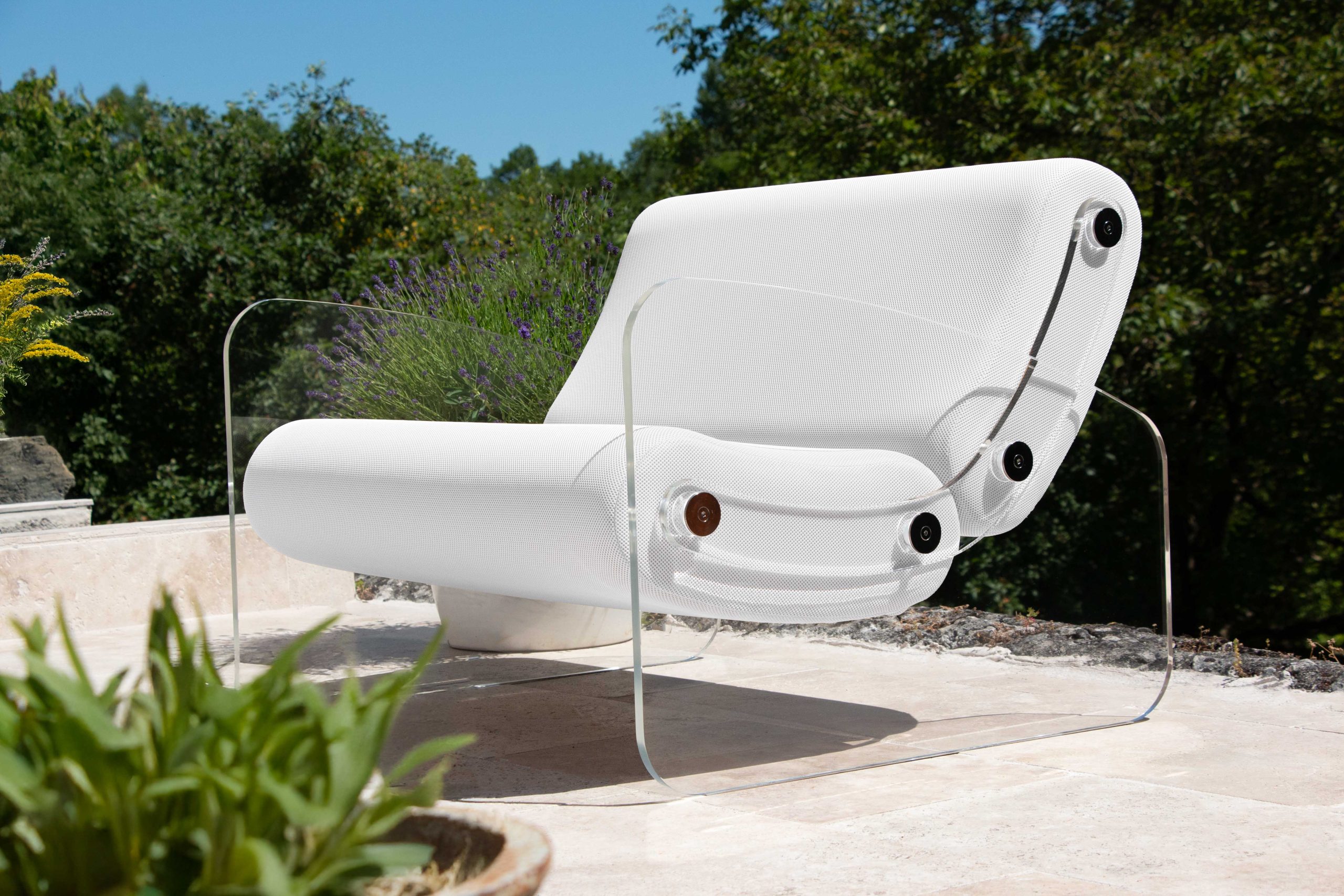 Fotolii relaxare❤️ colectie KUUMO MW03, sezut si spatare albe, latime 70 cm, cotiere laterale, PMMA, panouri transparente