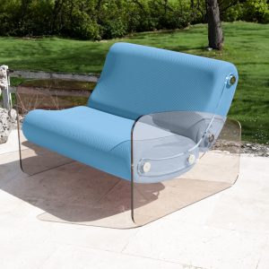 Fotolii scoica colectie KUUMO MW03 perne bleu turcoaz 70 cm cotiere laterale PMMA panouri transparente