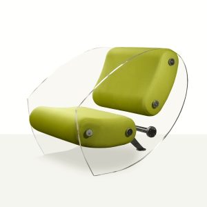 Fotoliu cu taburet KUUMO MW07 perne verde masline cotiere laterale panouri PMMA transparente