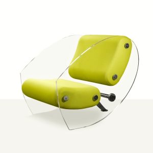 Fotoliu galben mustar KUUMO MW07 perne galbene cotiere laterale panouri PMMA transparente