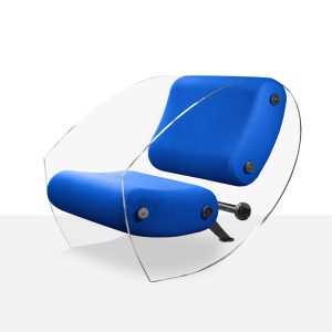 Fotoliu pentru citit KUUMO MW07 perne albastru marin cotiere laterale panouri PMMA transparente