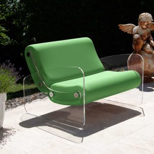 fotoliu exterior colectie KUUMO MW03 sezut si spatar verde 90 cm cotiere laterale PMMA panouri transparente