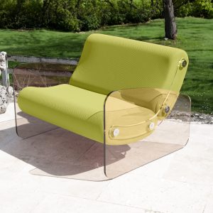 fotoliu lux colectie KUUMO MW03 sezut si spatar verde olive 90 cm cotiere laterale PMMA panouri transparente