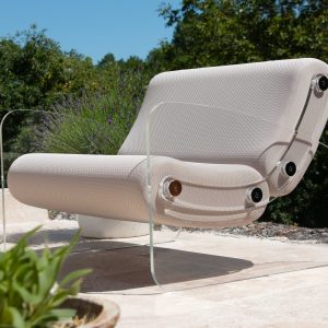 fotoliu plaja colectie KUUMO MW03 sezut si spatar bej deschis 90 cm cotiere laterale PMMA panouri transparente