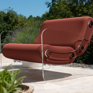 fotoliu sezlong colectie KUUMO MW03 sezut si spatar maro 90 cm cotiere laterale PMMA panouri transparente