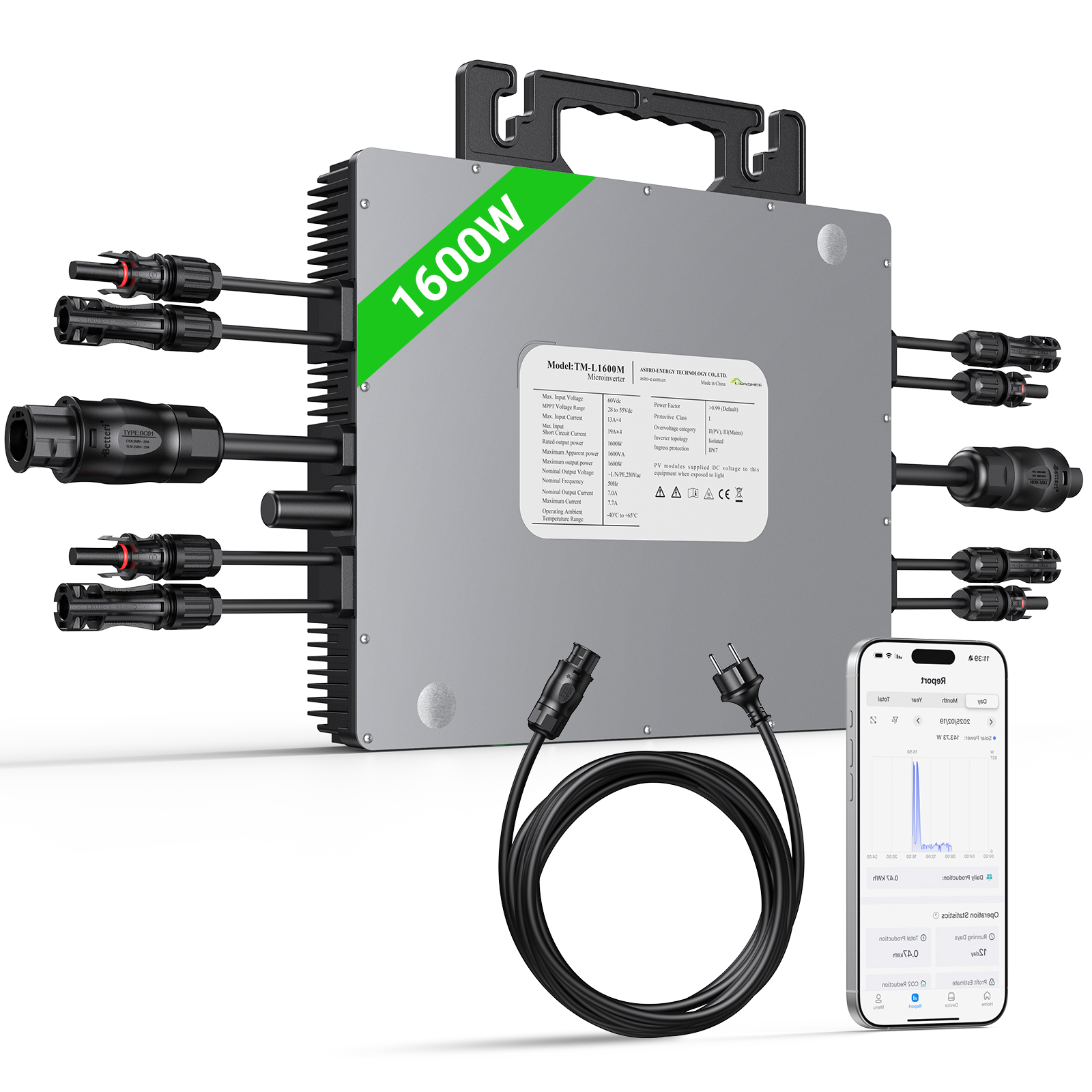 microinverter solar dc-ac 1600w ambianzza ls-1600 cu cablu functionare paralel