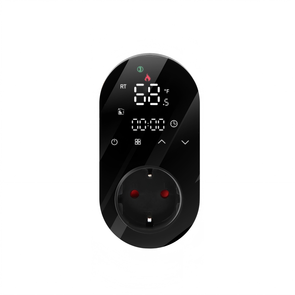 Priza Termostat❤️ Crono Digitala Smart Ambianzza16WTP WIFI negru piano, programabila pe zi si pe saptamana, 16 A, WIFI Actionare de la distanta