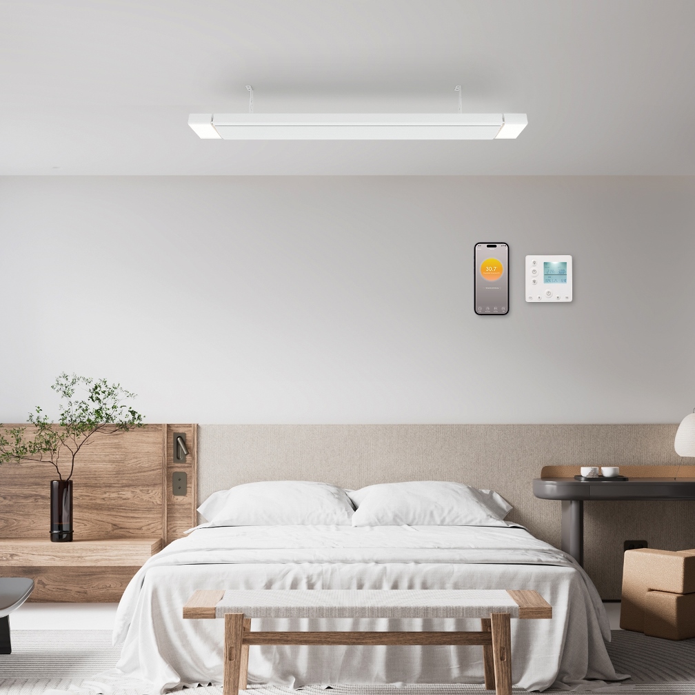 lampa infrarosii de putere mare termostat Wifi incorporat Ambianzza 1CG1202 Wifi LED telecomanda 2400w alba tavan sau perete dormitor